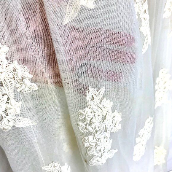 Vintage 80s Wedding Bridal Shift Nightgown Swing Maxi Alencon Lace Tulle Size M - Picture 3 of 11